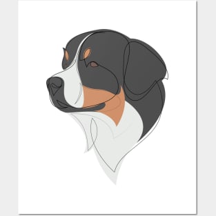 Bernese Mountain Dog - continuous line Posters and Art